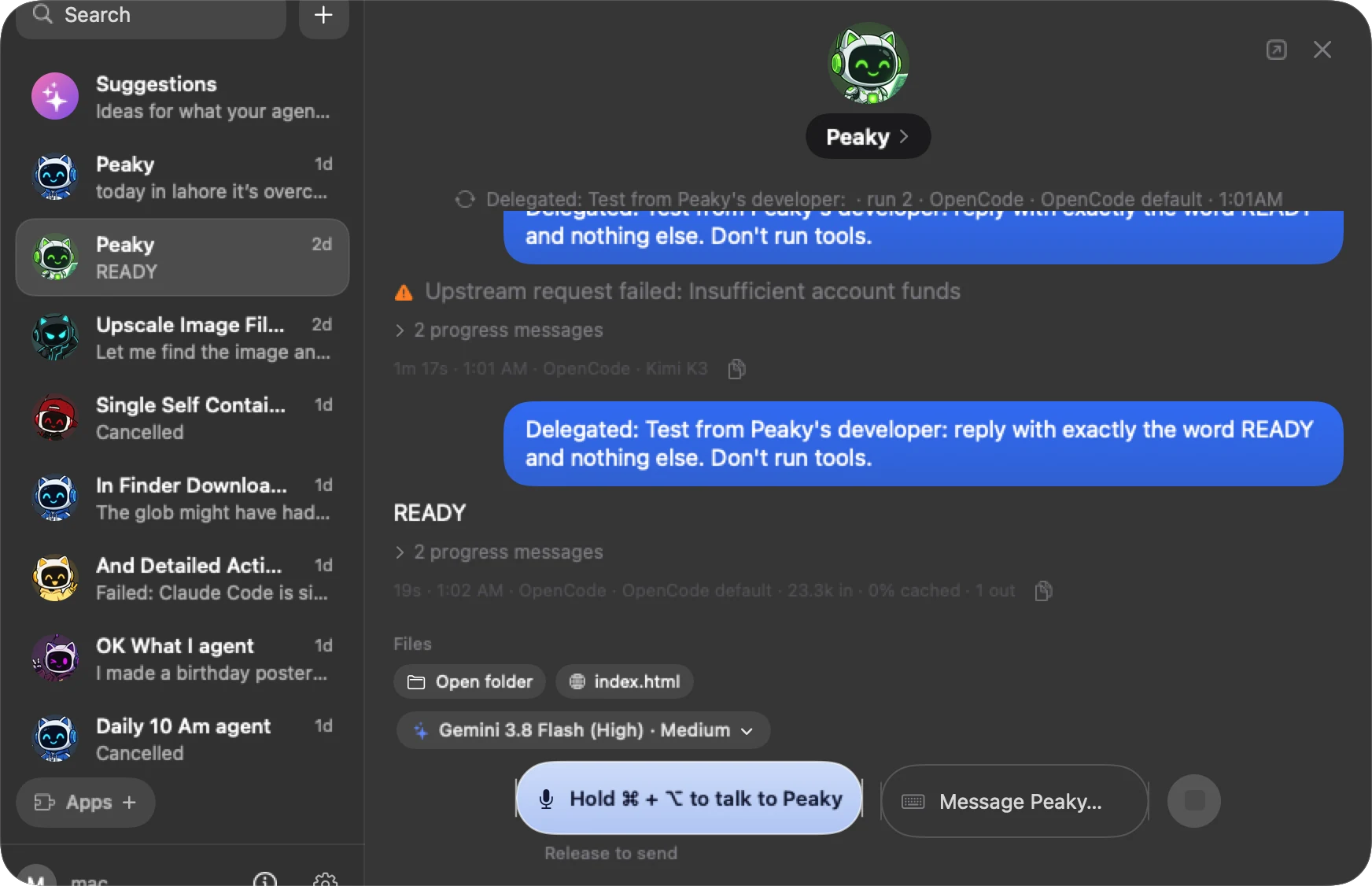 An agent conversation beside the agent list