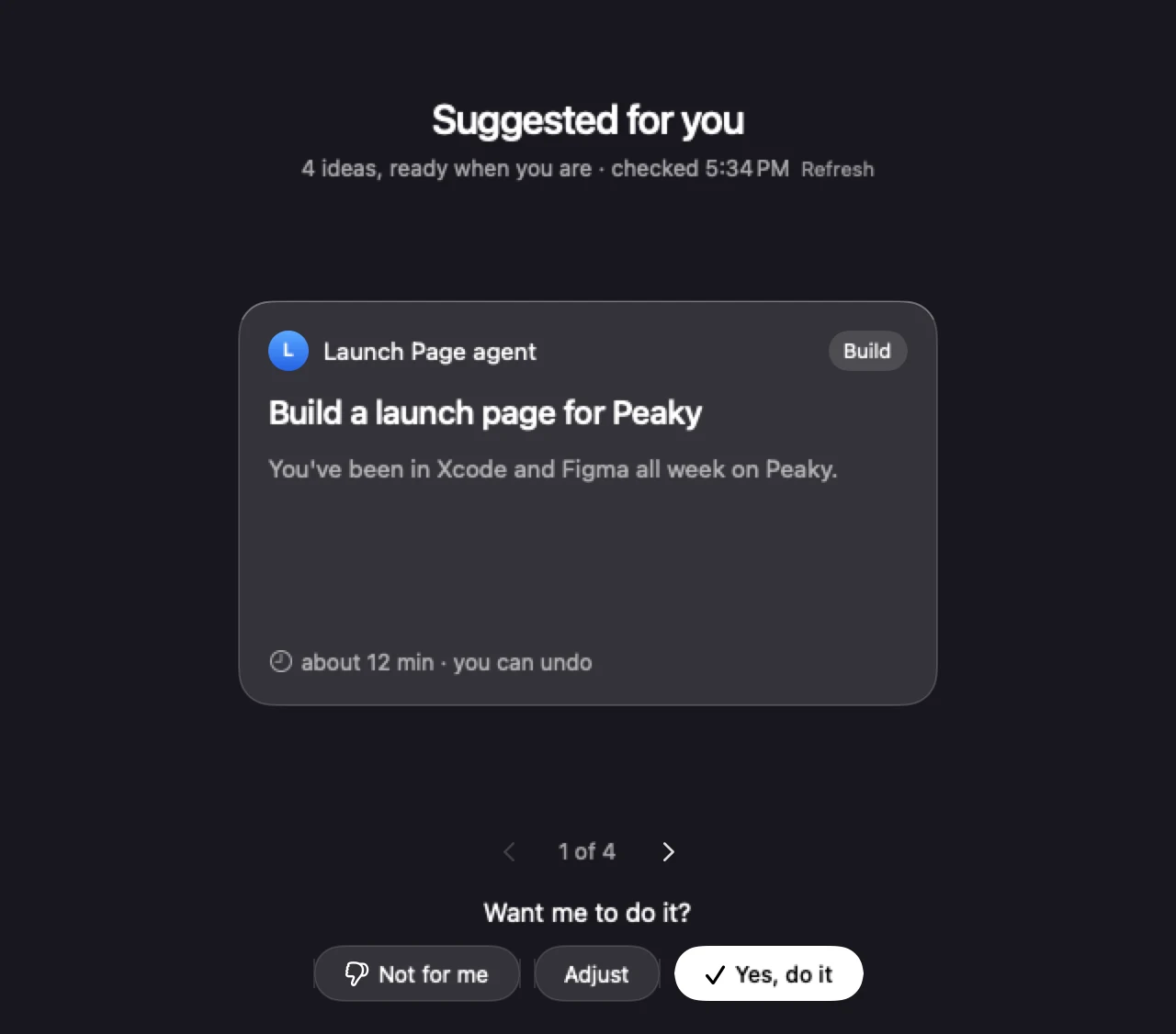 A suggested task waiting for approval