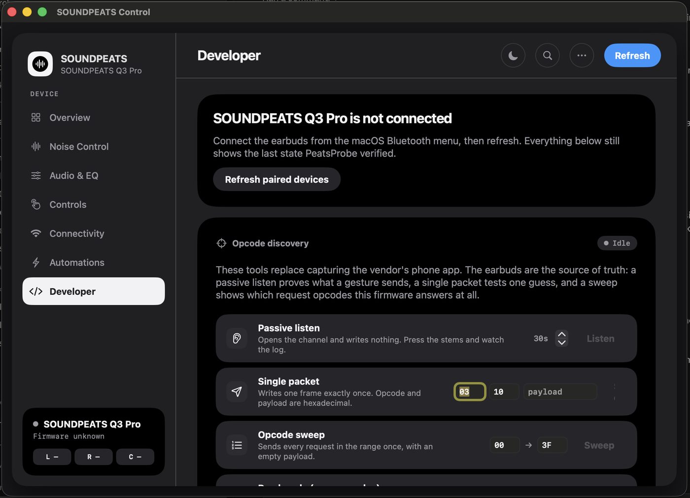 Developer connection inspection tools