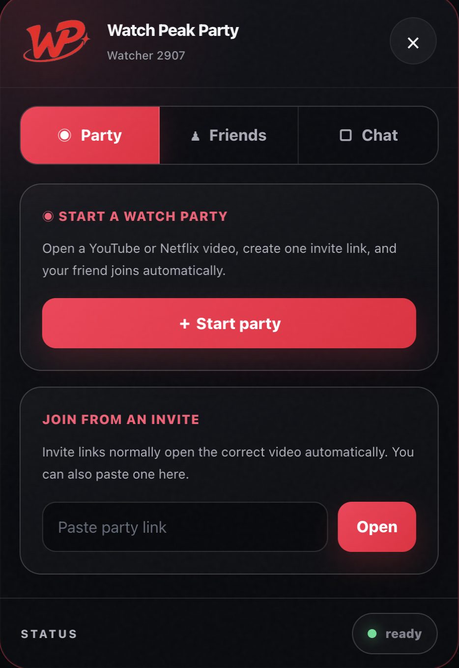 Popup with create and join options